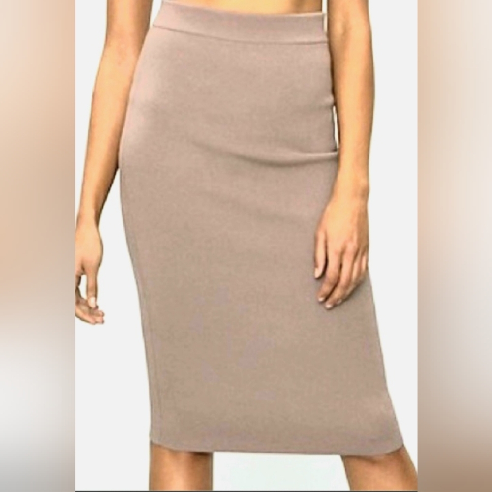 Babaton Vibrant Red Sculpt Knit Pencil Skirt